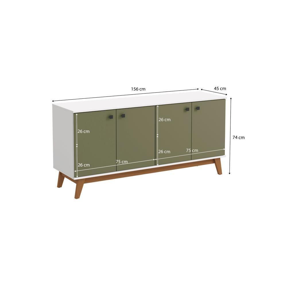 Aparador Kappesberg 4 Portas Branco-verde Frevo 156cm - 3