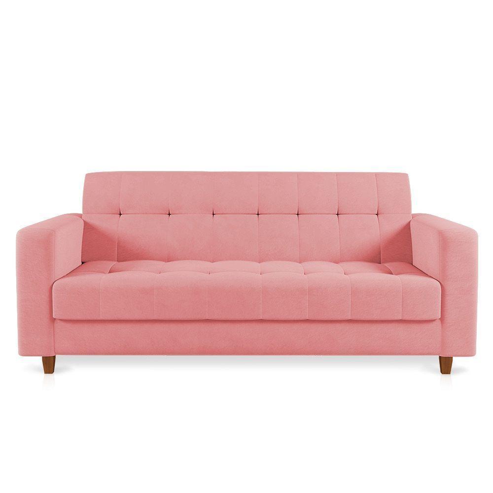 Sofá 03 Lugares Arezzo Suede Pés Chanfrado Castanho D01 - DRossi Rose - 7