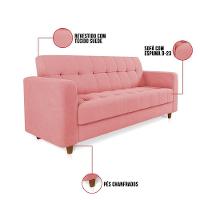 Sofá 03 Lugares Arezzo Suede Pés Chanfrado Castanho D01 - DRossi Rose - 6