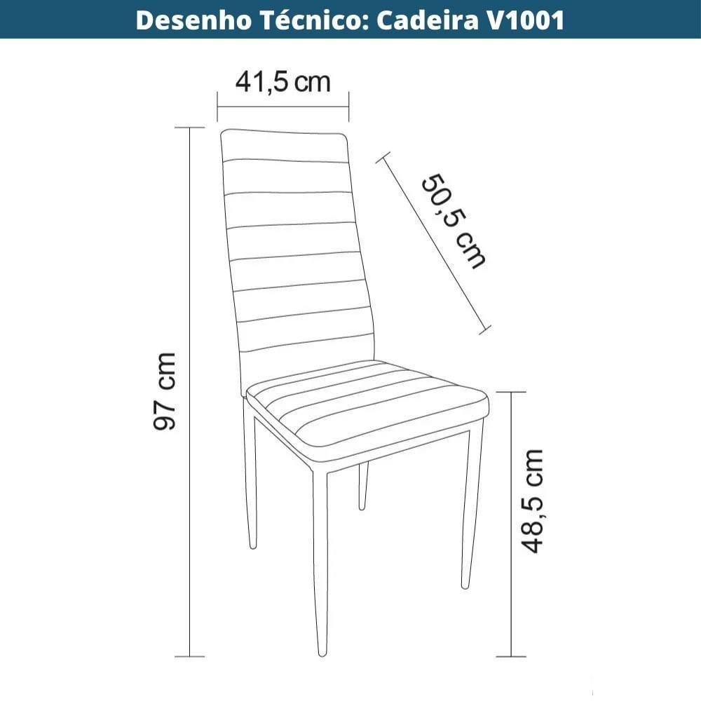 Kit 4 Cadeiras V1001 Rivatti 41,5cm Pu Marrom-aço Marrom - 6
