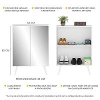 Sapateira 2 Portas Retrô Com Espelho Nina Branca - 7