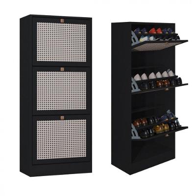 Kit 2 Sapateiras Tropical 3 Portas Multiuso Vertical Poquema Preto