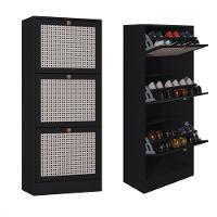 Kit 2 Sapateiras Tropical 3 Portas Multiuso Vertical Poquema Preto - 1