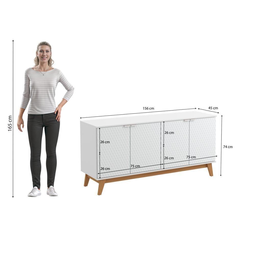 Aparador Kappesberg 4 Portas 3d Branco 180cm - 6