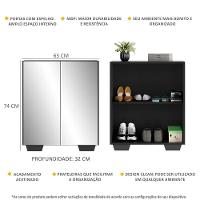 Sapateira 2 Portas Com Espelho Nina Preta - 2