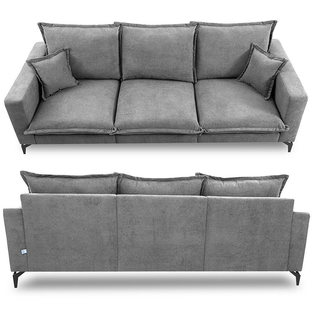 Sofá 3 Lugares Modular Boma. 2,40m Boucle Sofá Inbox Cinza Claro - 8