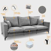 Sofá 3 Lugares Modular Boma. 2,40m Boucle Sofá Inbox Cinza Claro