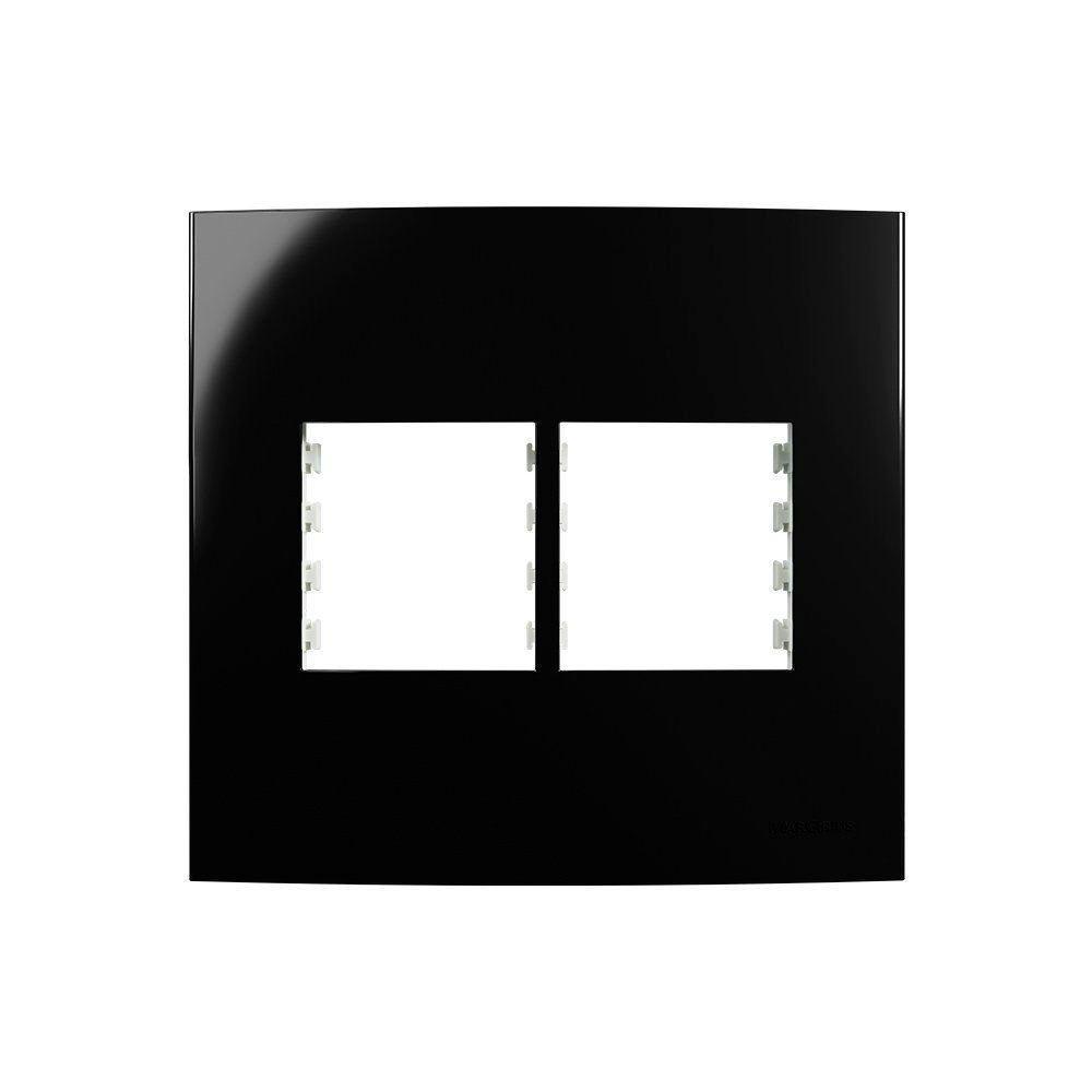 Placa Com Suporte Margirius Sleek 4x4 Para 4 Módulos Horizontais Preto Ebony - 1