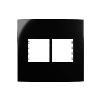 Placa Com Suporte Margirius Sleek 4x4 Para 4 Módulos Horizontais Preto Ebony