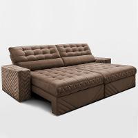 Sofá Retrátil E Reclinável 2,30m Molas Ensacadas Max Spring. Velusoft Cama Inbox Castor - 3