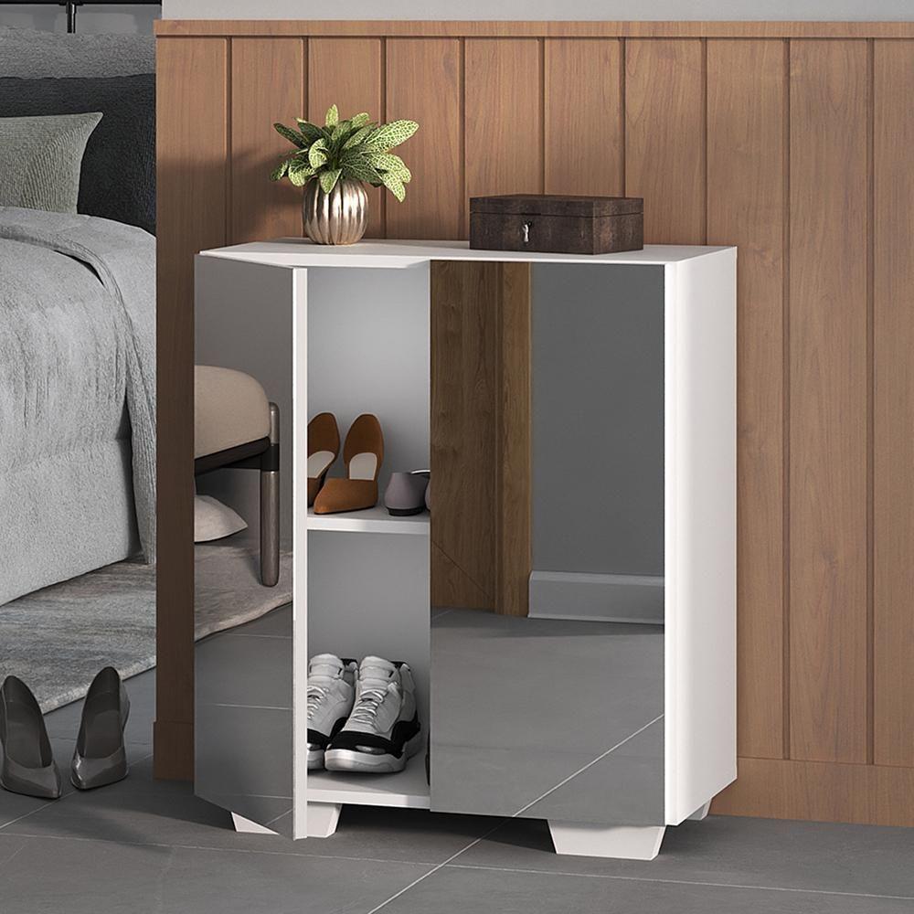 Sapateira 2 Portas Com Espelho Nina Branca - 6