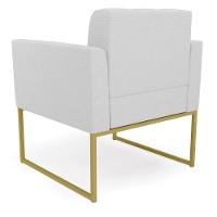 Kit 1 Sofá Namoradeira E 1 Poltrona Elisa Linho Cinza A05 Base Metálica Industrial Dourado D03 - DRossi - 8