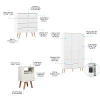 Kit Completo Quarto Guarda Roupa Cômoda Mesa Menu Móveis Branco