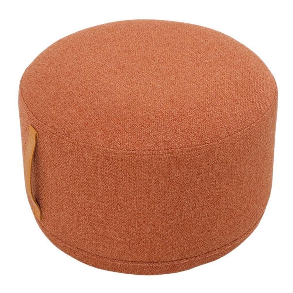 Puff Rendondo Lounge Rivatti 35 Cm (alt) Estofado Tecido Damasco Detalhe Pu Marrom Repelente à água - 1