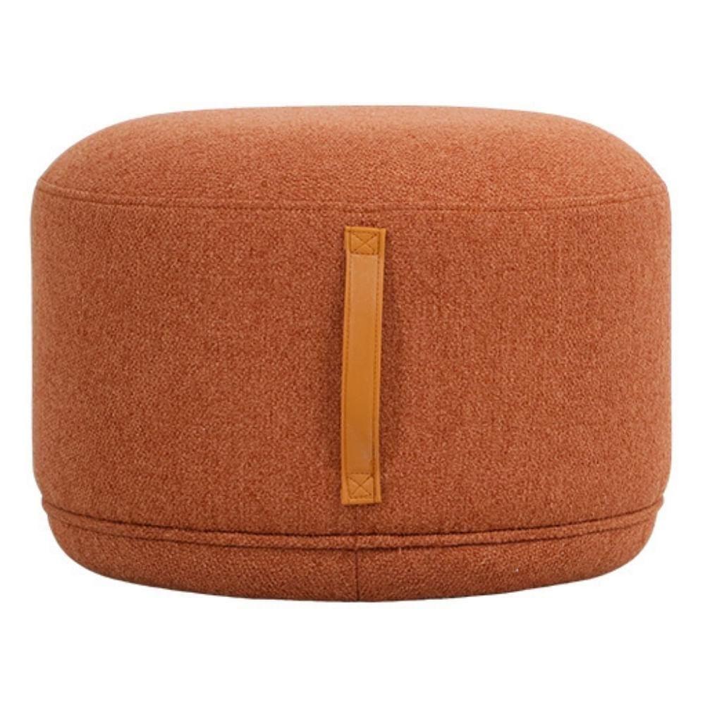 Puff Rendondo Lounge Rivatti 35 Cm (alt) Estofado Tecido Damasco Detalhe Pu Marrom Repelente à água - 2