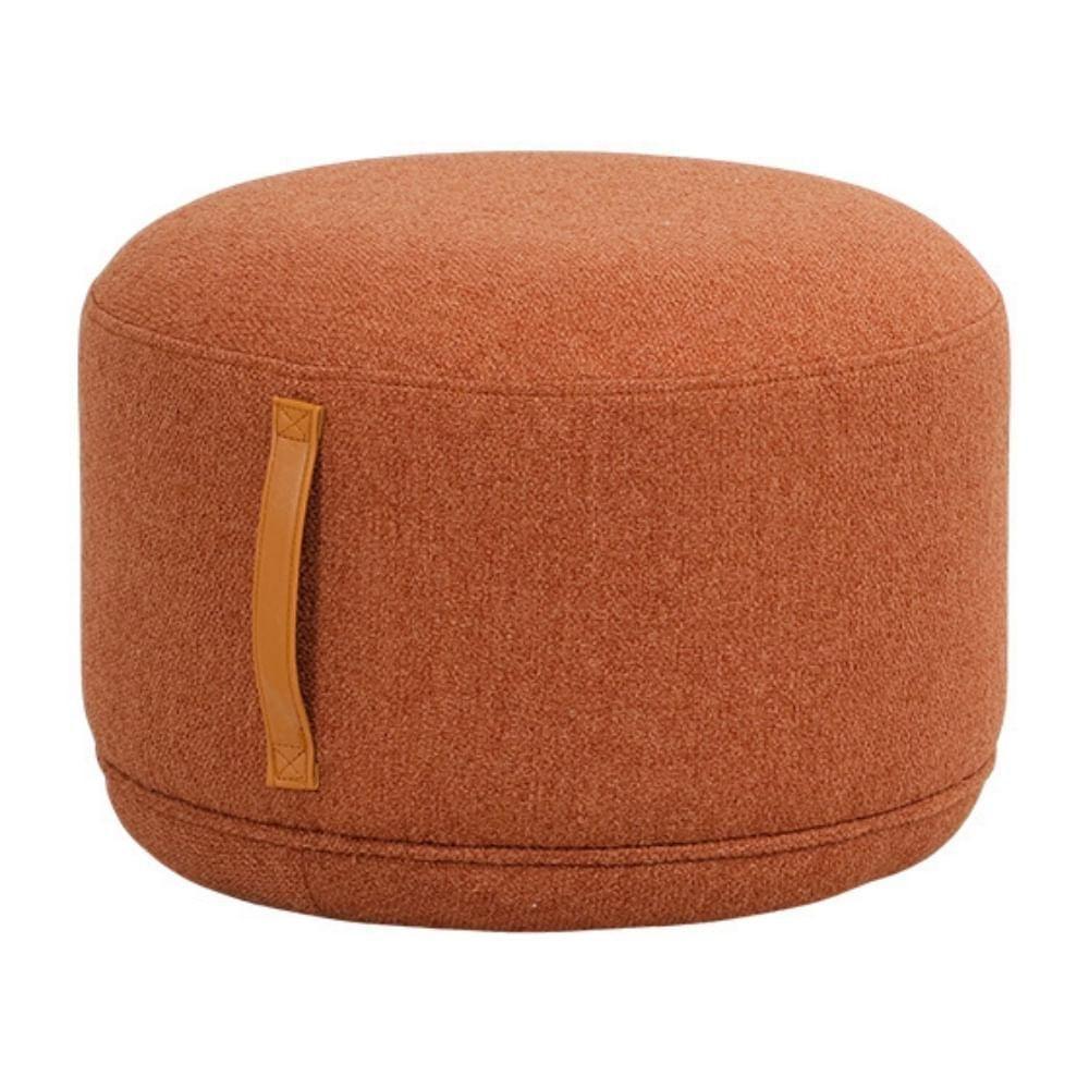 Puff Rendondo Lounge Rivatti 35 Cm (alt) Estofado Tecido Damasco Detalhe Pu Marrom Repelente à água - 3