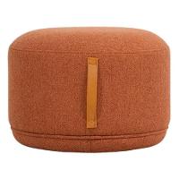 Puff Rendondo Lounge Rivatti 35 Cm (alt) Estofado Tecido Damasco Detalhe Pu Marrom Repelente à água - 2