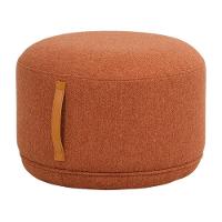 Puff Rendondo Lounge Rivatti 35 Cm (alt) Estofado Tecido Damasco Detalhe Pu Marrom Repelente à água - 3