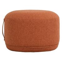 Puff Rendondo Lounge Rivatti 35 Cm (alt) Estofado Tecido Damasco Detalhe Pu Marrom Repelente à água