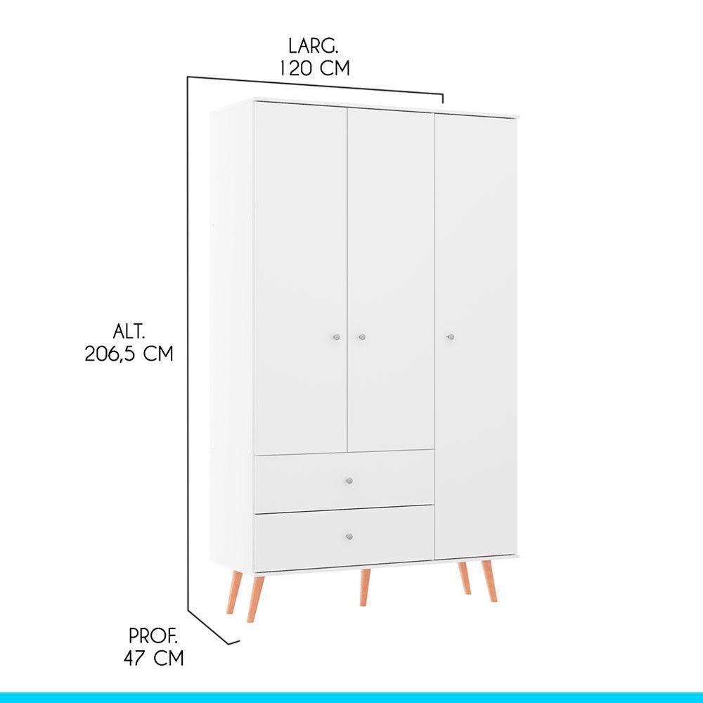 Kit Quarto Guarda-roupa Cômoda Mesa De Cabeceira Menu Móveis Branco - 5