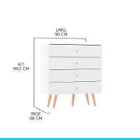 Kit Quarto Guarda-roupa Cômoda Mesa De Cabeceira Menu Móveis Branco - 6