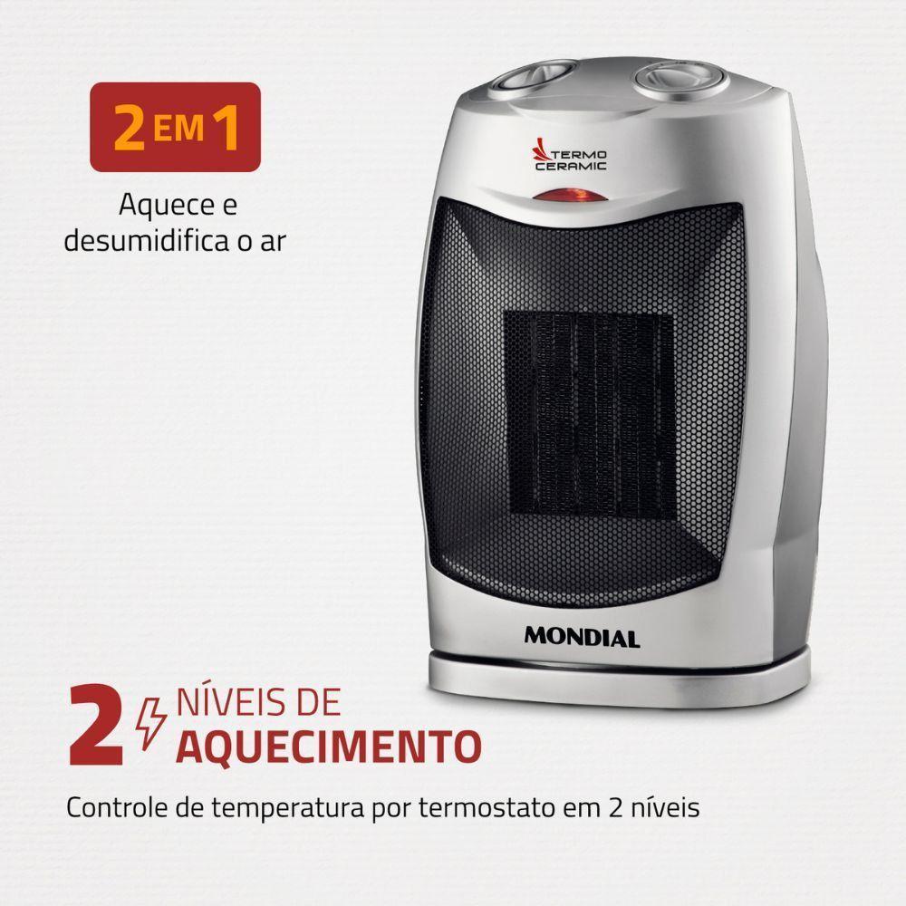 Aquecedor Mondial A-05 Preto Com Prata 220V - 2