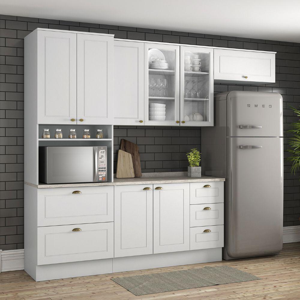 Cozinha Modulada 5 Peças 8 Portas 5 Gavetas Americana Henn Branco - 1