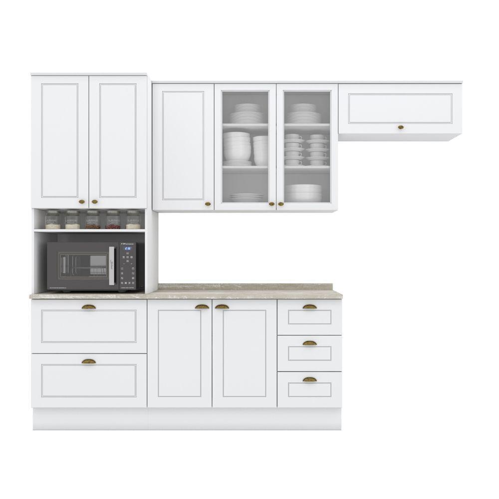 Cozinha Modulada 5 Peças 8 Portas 5 Gavetas Americana Henn Branco - 2