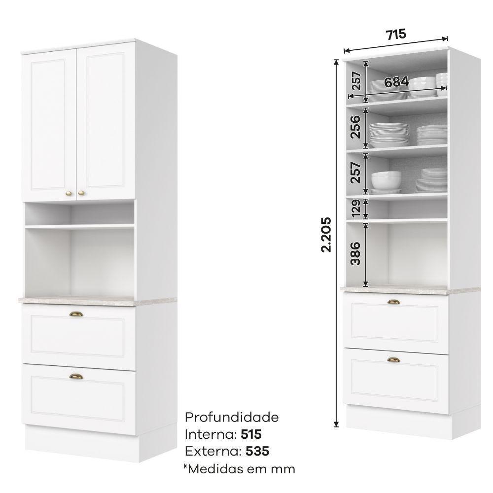 Cozinha Modulada 5 Peças 8 Portas 5 Gavetas Americana Henn Branco - 4