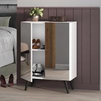 Sapateira 2 Portas Retrô Com Espelho Nina Branca/preta