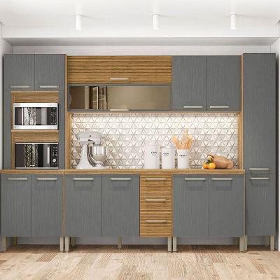 Cozinha Modulada 6 Peças 14 Portas 3 Gavetas Ametista Freijo-gris