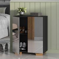 Sapateira 2 Portas Com Espelho Nina Preta/natural - 2