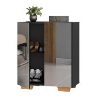 Sapateira 2 Portas Com Espelho Nina Preta/natural - 7