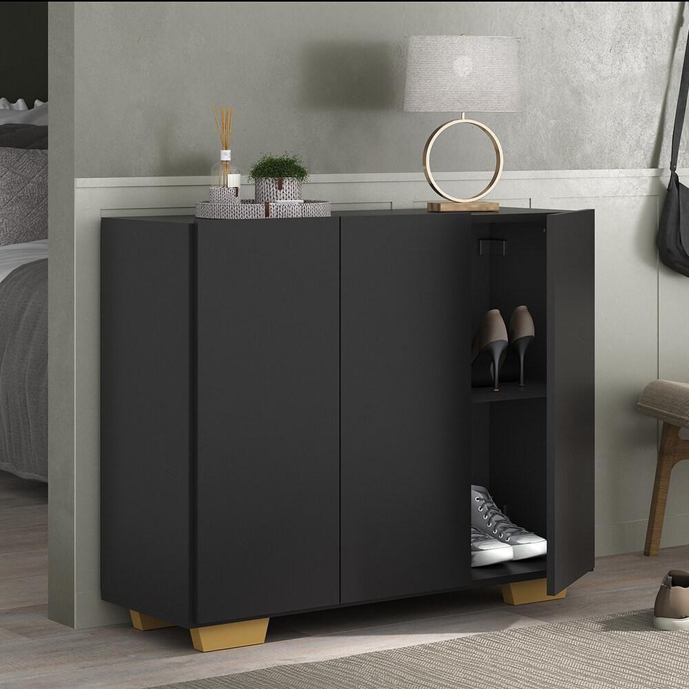 Sapateira 3 Portas Nina Mp6019 Preta Natural - 1