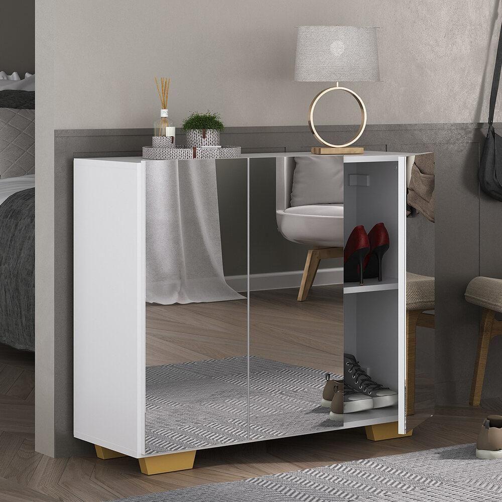 Sapateira Com Espelho 3 Portas Nina Mp6023 Branca Natural - 1