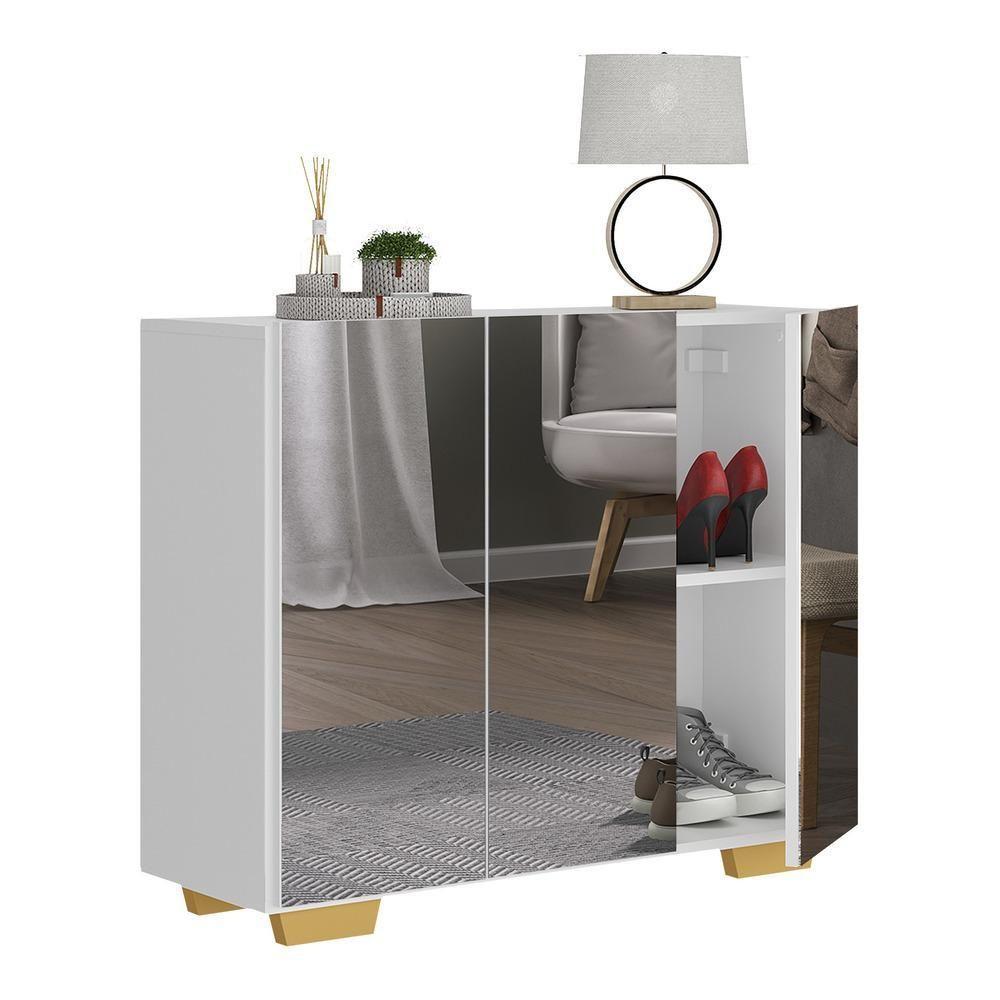Sapateira Com Espelho 3 Portas Nina Mp6023 Branca Natural - 8