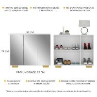 Sapateira Com Espelho 3 Portas Nina Mp6023 Branca Natural - 9