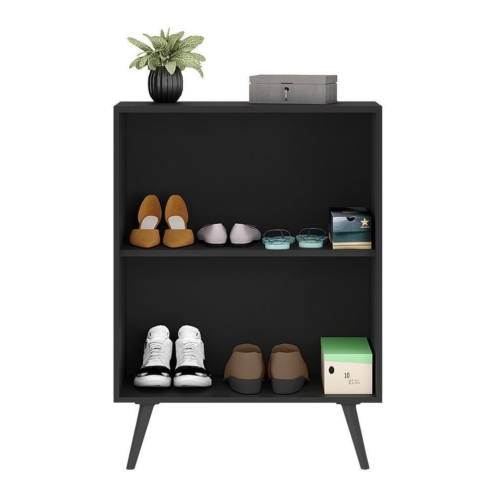 Sapateira 2 Portas Retrô Com Espelho Nina Preta - 1