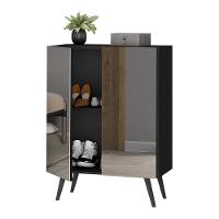 Sapateira 2 Portas Retrô Com Espelho Nina Preta - 5