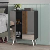 Sapateira 2 Portas Retrô Com Espelho Nina Preta/branca - 7