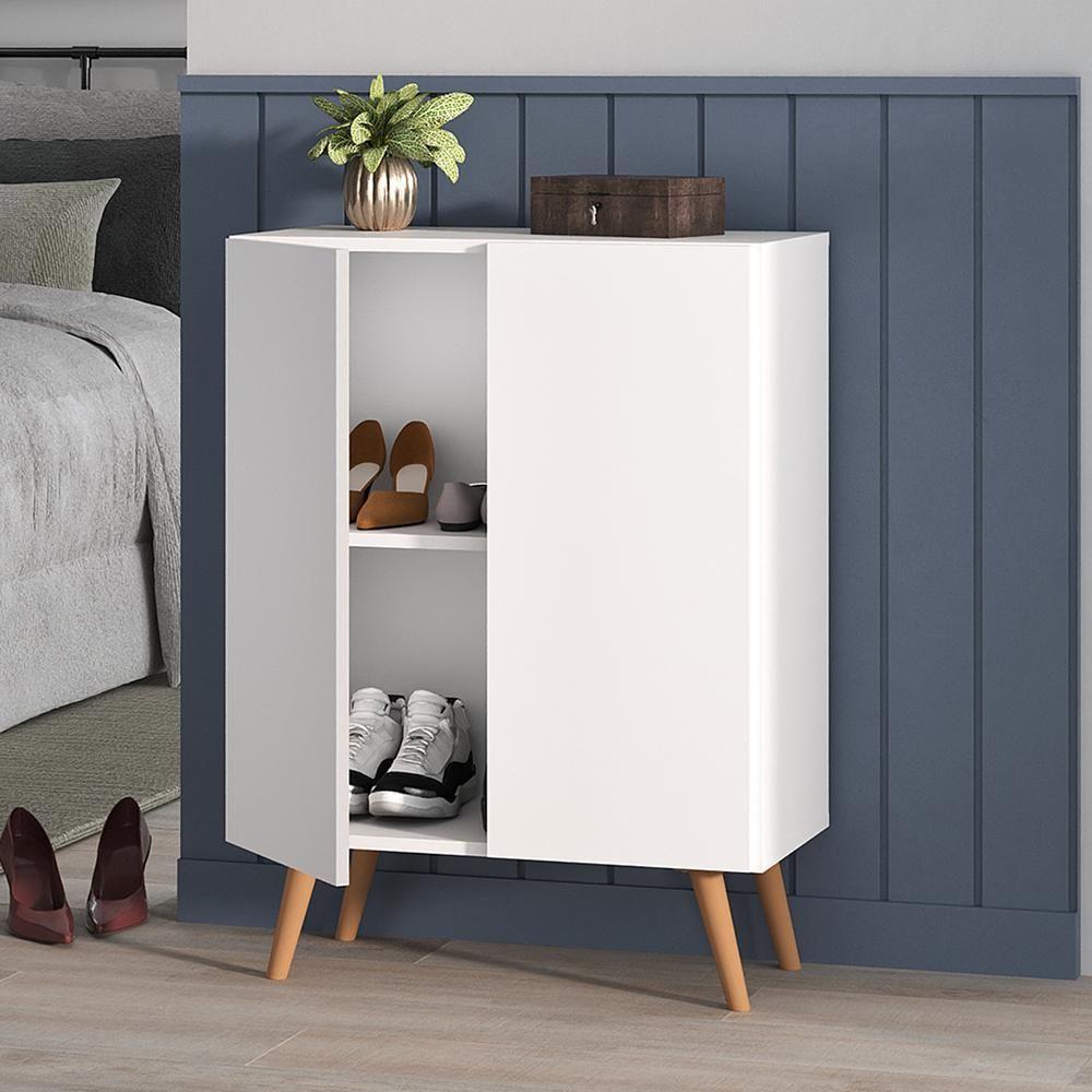 Sapateira 2 Portas Retrô Nina Multimóveis Branca/natural - 1