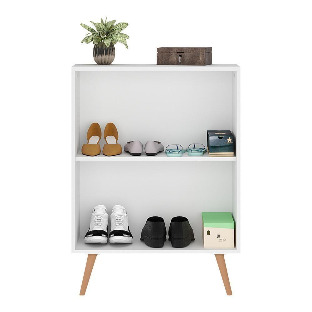 Sapateira 2 Portas Retrô Nina Multimóveis Branca/natural - 2