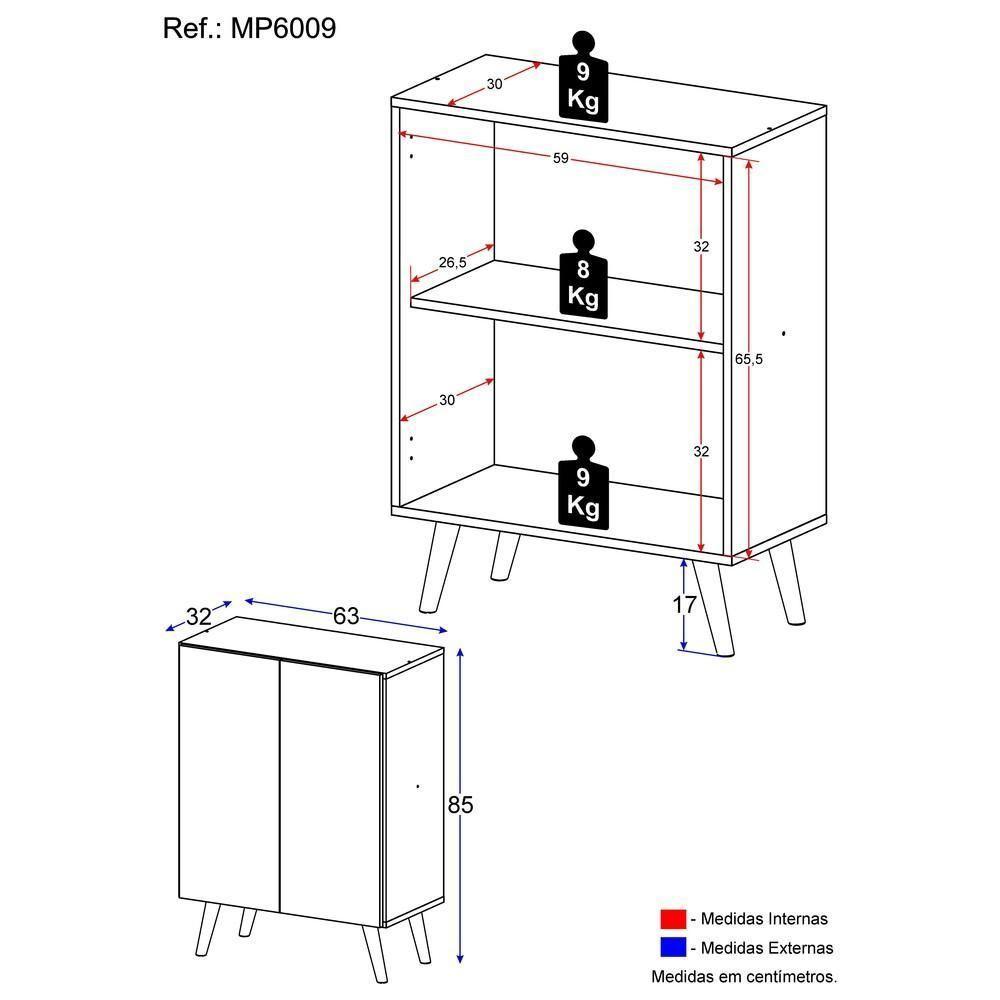 Sapateira 2 Portas Retrô Nina Multimóveis Branca/natural - 6