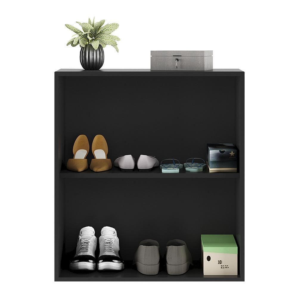 Sapateira 2 Portas Suspensa Com Espelho Nina Preta - 1