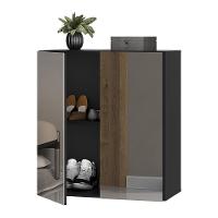 Sapateira 2 Portas Suspensa Com Espelho Nina Preta - 3