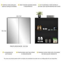 Sapateira 2 Portas Suspensa Com Espelho Nina Preta - 5