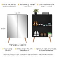 Sapateira 2 Portas Retrô Com Espelho Nina Preta/natural - 3