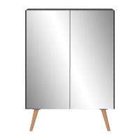 Sapateira 2 Portas Retrô Com Espelho Nina Preta/natural - 6