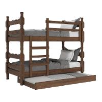 Treliche Madeira Maciça Vira 2 Camas p/ Colchão 78/88 X 188cm Porto Multimóveis Cr35106 Imbuia - 1