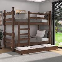 Treliche Madeira Maciça Vira 2 Camas p/ Colchão 78/88 X 188cm Porto Multimóveis Cr35106 Imbuia - 2